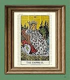 The Empress Major Arcana Tarot Card Deck Print Over an Upcycled Vintage Dictionary Page Book Art