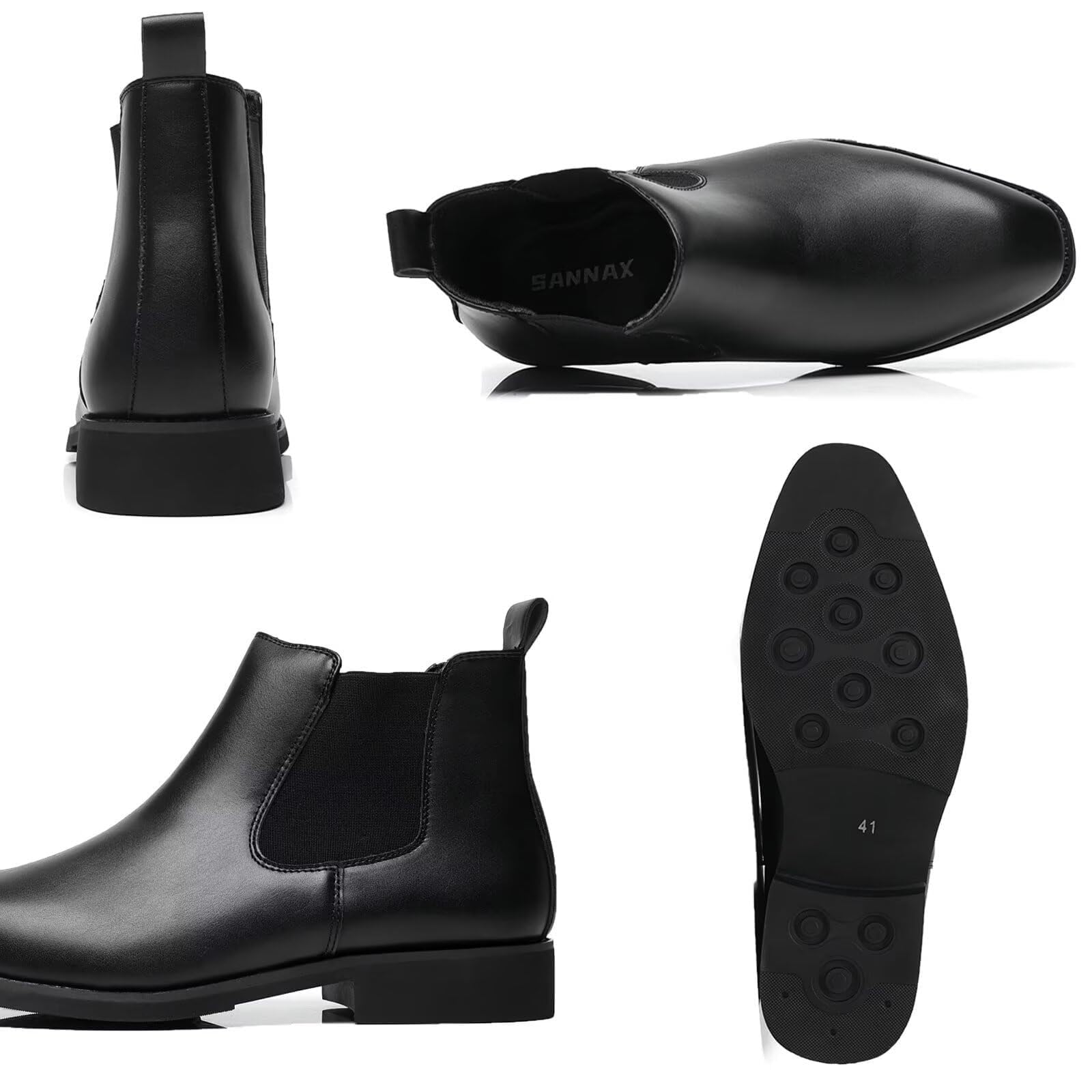 SANNAX scarpe da uomo Chelsea boots Stivaletti vintage alla moda Business high-top casual da uomo Mocassini formali