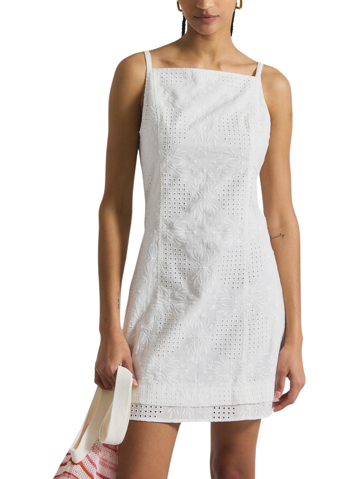 Photo 1 of Derek Lam 10 Crosby Saige Garden Tile Eyelet MINI Dress, White, 2