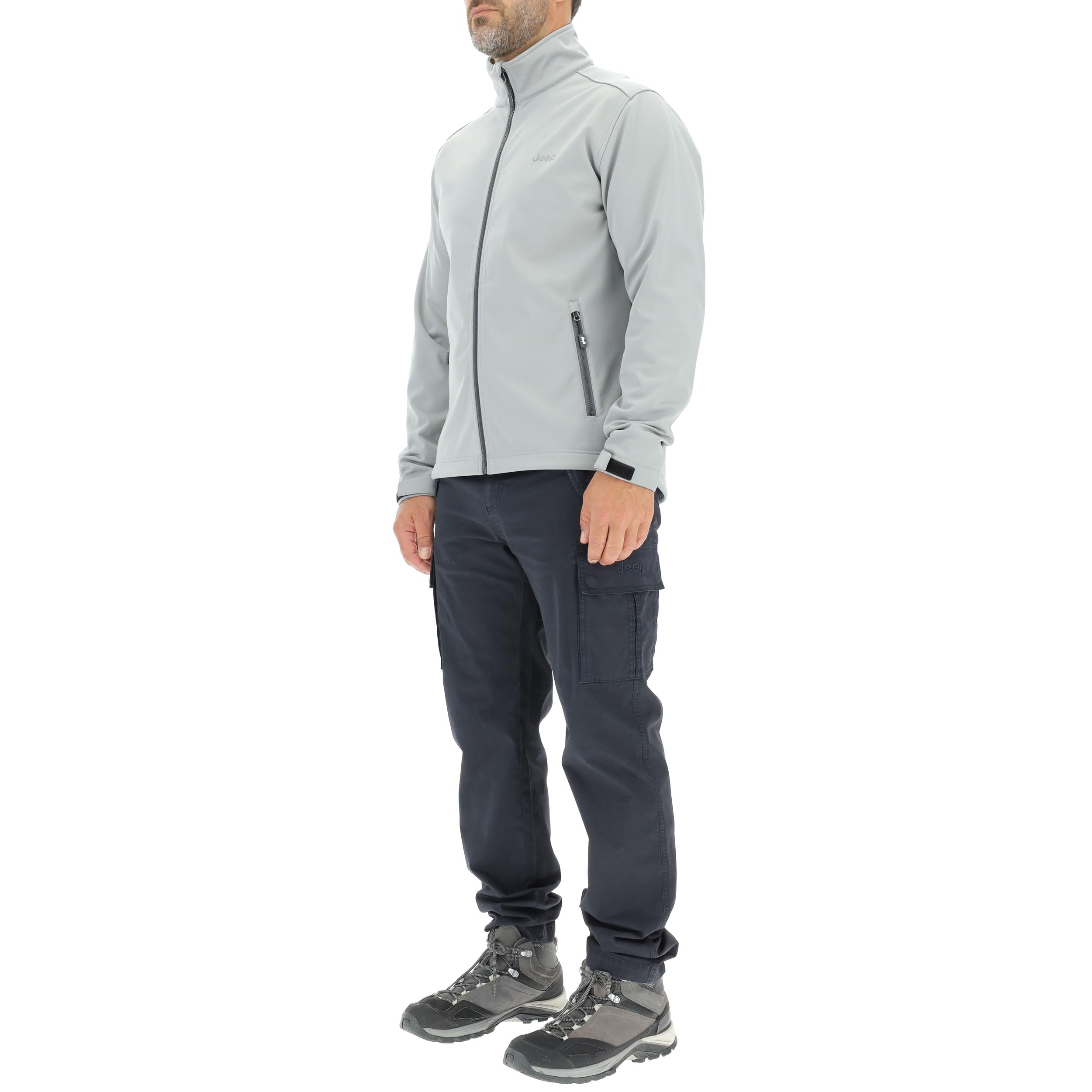 Jeep J Giacca Softshell Uomo Tasche Zippate - Piccola Stampa Jeep J23w Giacca Uomo