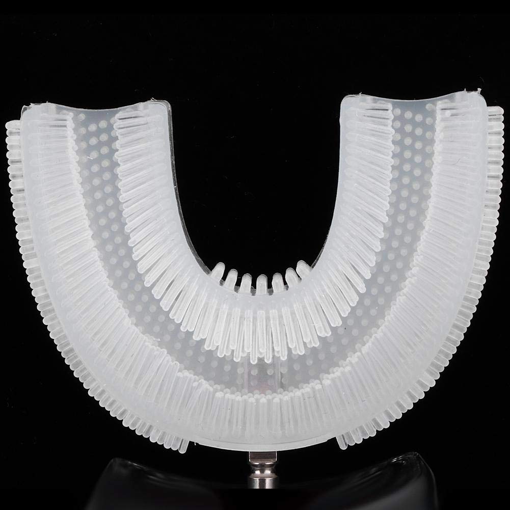 Spazzolino denti sonico elettrico adulto a forma di U spazzolino denti per la pulizia automatica, carica spazzolino denti sbiancante Blu-ray elettrico(bianco)