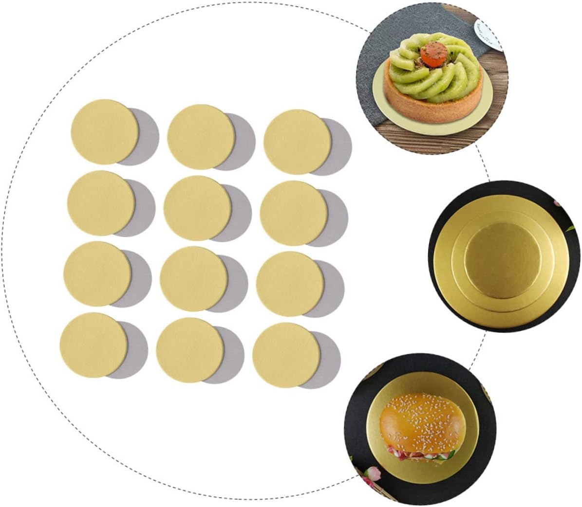 12pcs Round Cake Drums Gold Paper Cake Boards Thick for Baking and Displaying Desserts