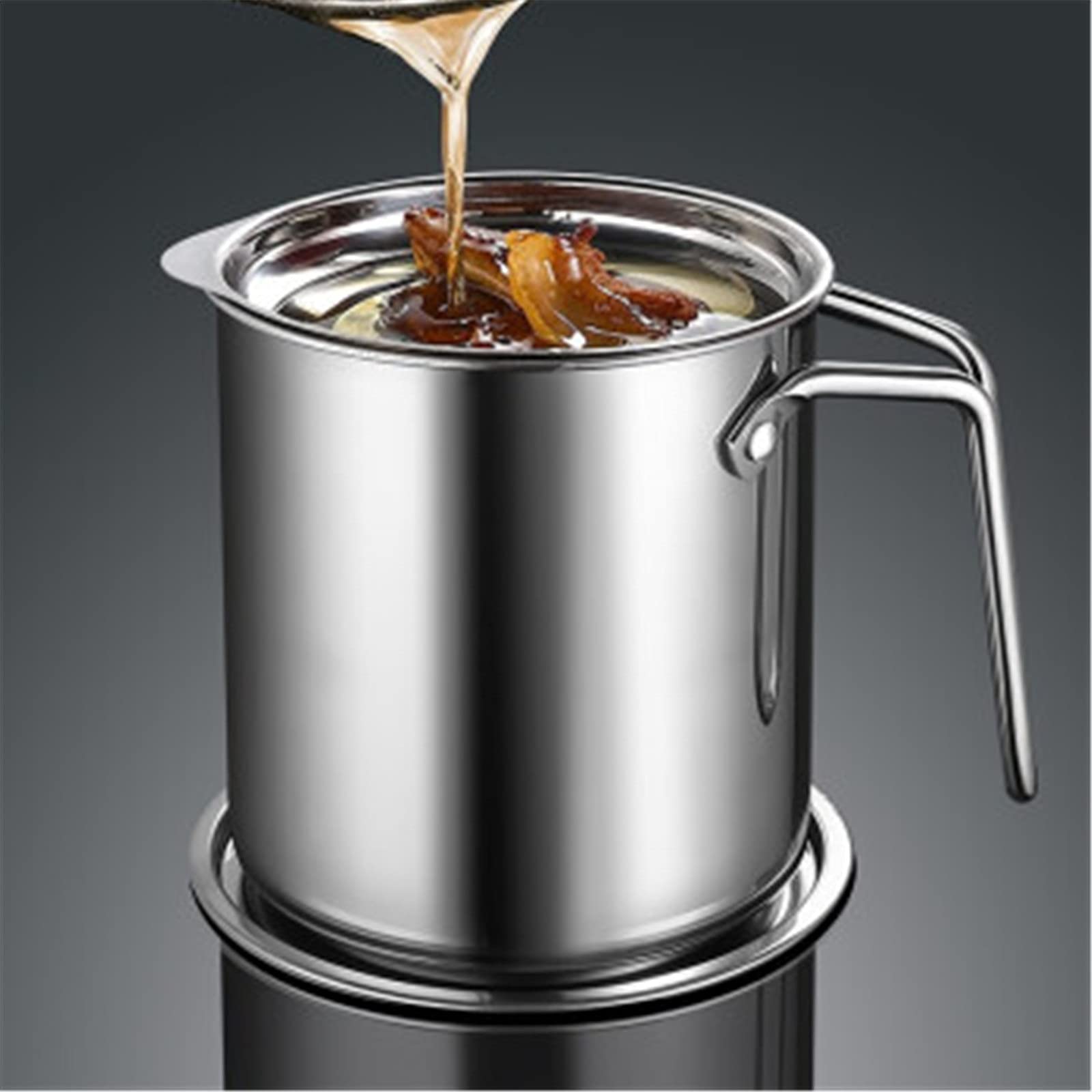 Pot Filtre à Huile Inox 304 Grande Capacité 1,5L/2L - Récipient Multifonction Avec Passoire Pour Friture Et Stockage - Robuste Et Anti-Rouille