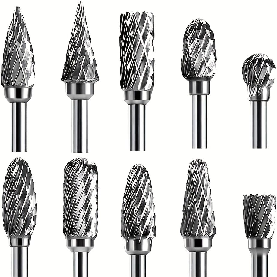Set de 10 fresas de carburo de doble corte miniatura 1