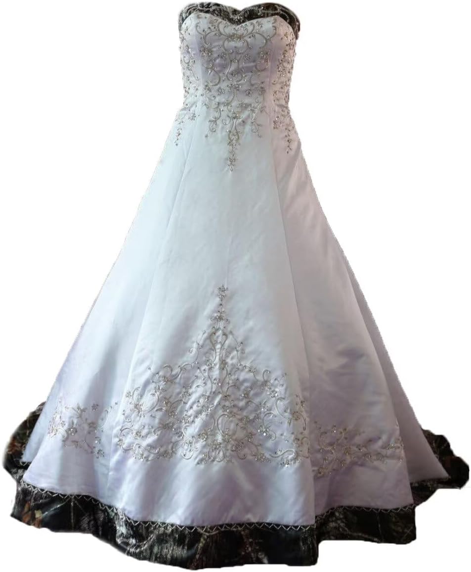 Satin Camo Wedding Dress with A-Line Silhouette Kuwait Ubuy
