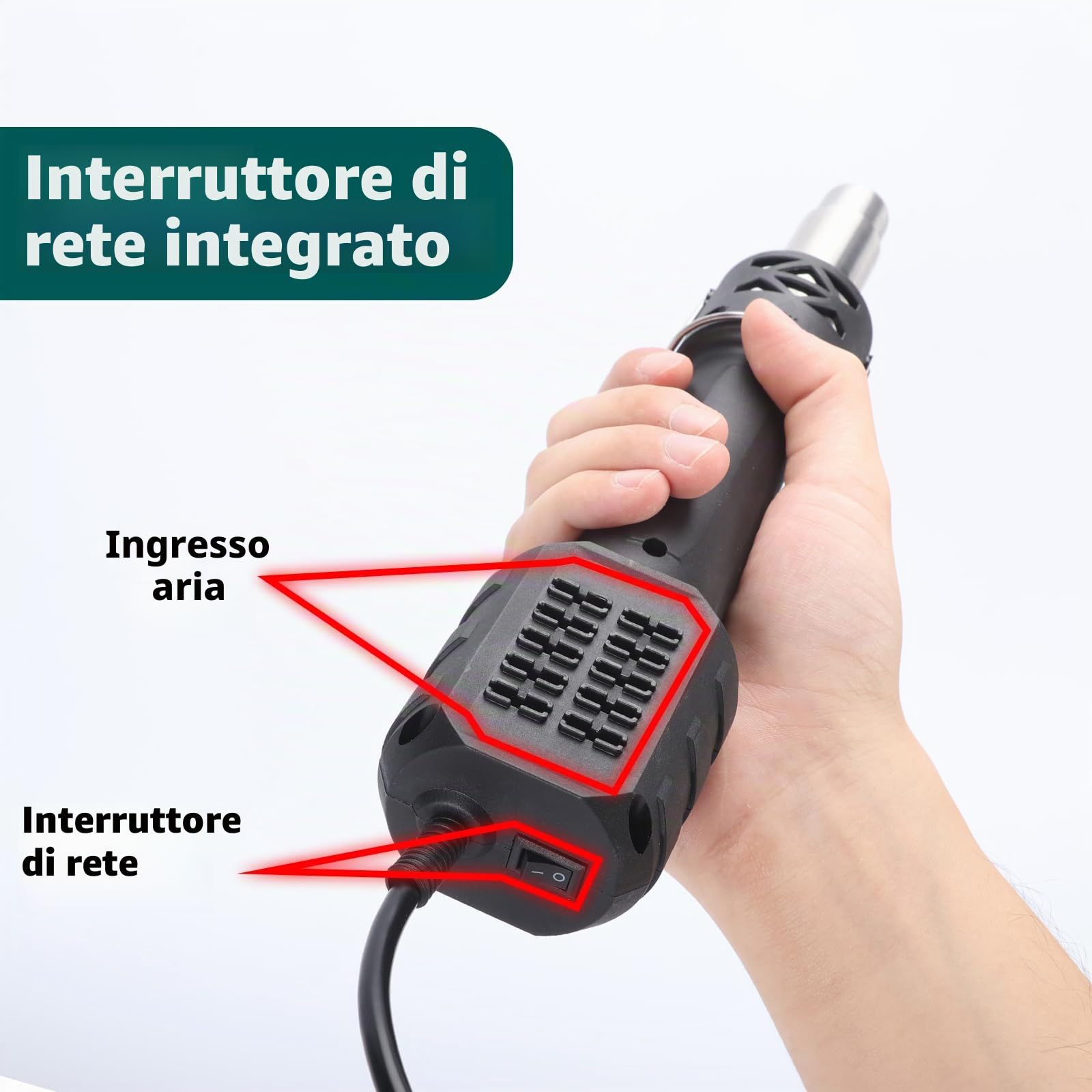 YIHUA 8858-IV Pistola termica per crafting, saldatura elettronica, fai-da-te, termoretraibile con funzione di controllo della temperatura e del volume d'aria, modalità standby manuale