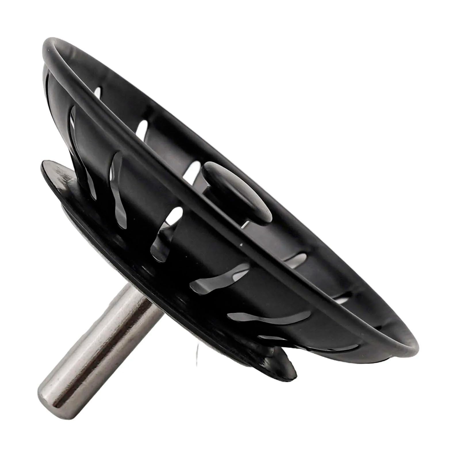 Tappo per lavello in acciaio inox 304, nero, 8 cm, tappo di scarico per cucina e bagno, con guarnizione in gomma