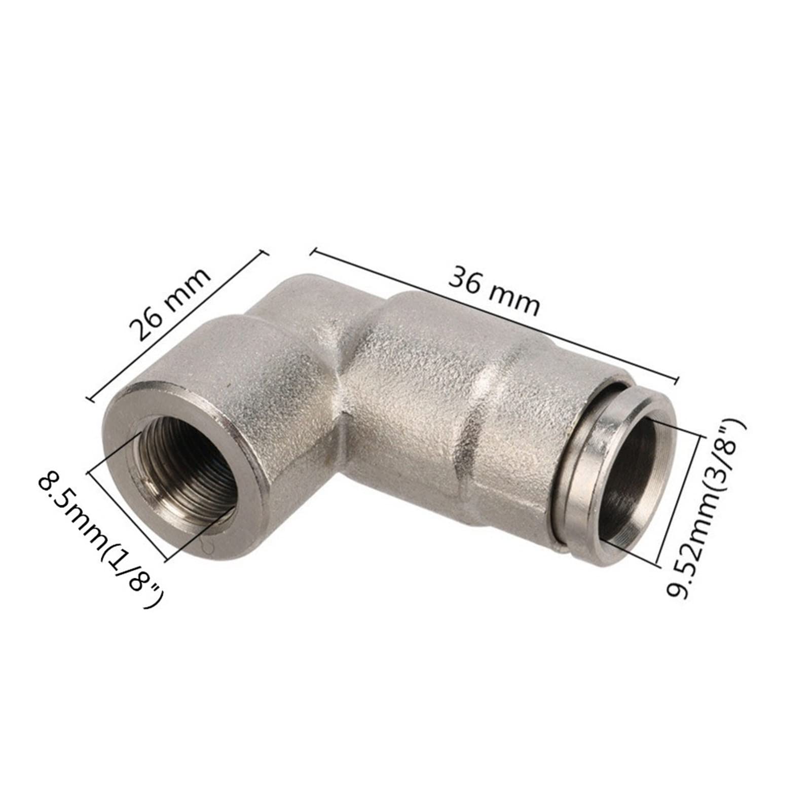 Giardino all'aperto 10 pezzi 1/8quot; Filettatura femmina a 3/8quot; Connettore a gomito in metallo Connettore for tubo acqua da giardino 1/8quot; Ugelli Attacchi rapidi for tubi da 9,52 mm Raccordi p