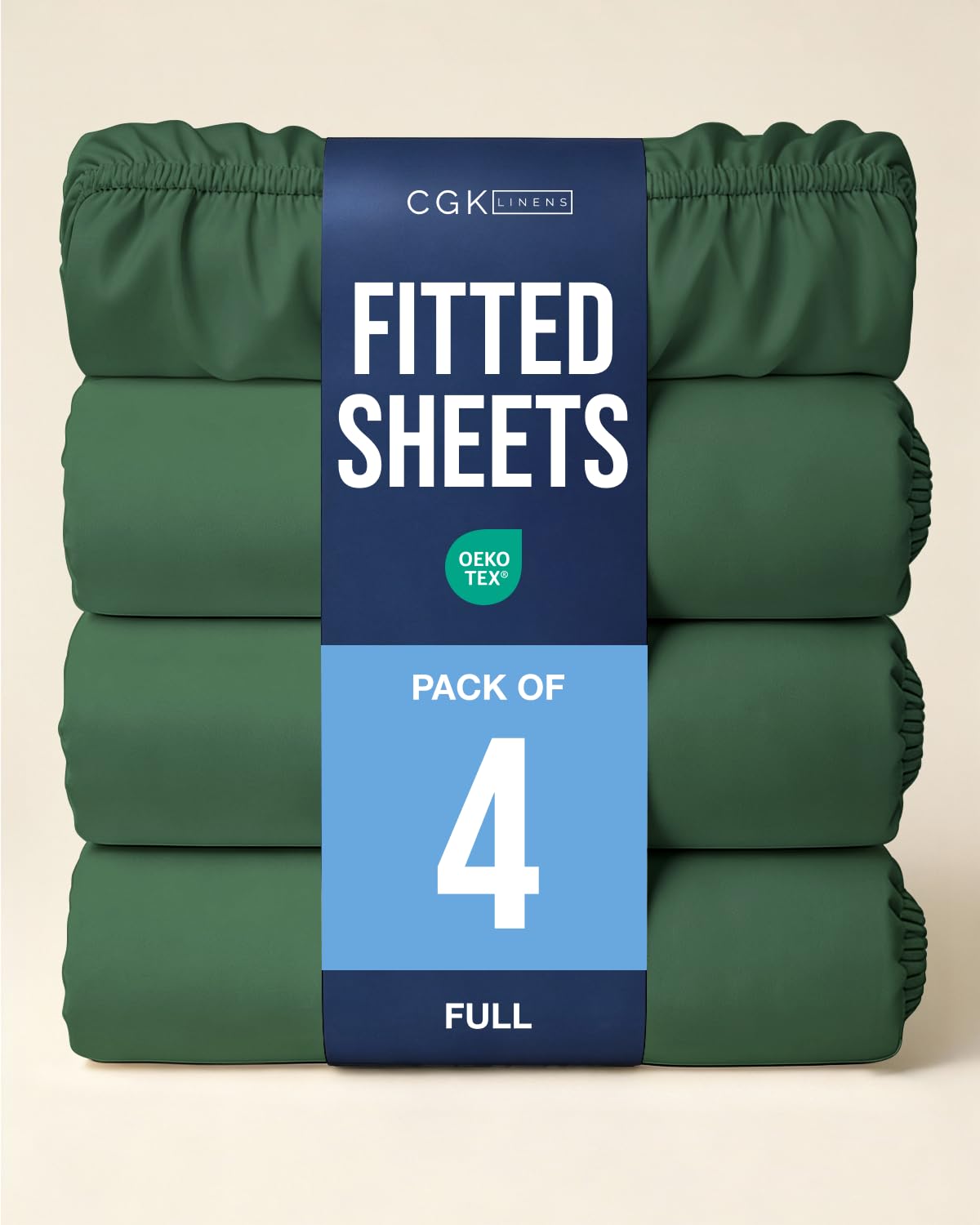 Full Fitted Sheet - Pack of 4 Single Fitted Bottom Sheet - Emerald Green