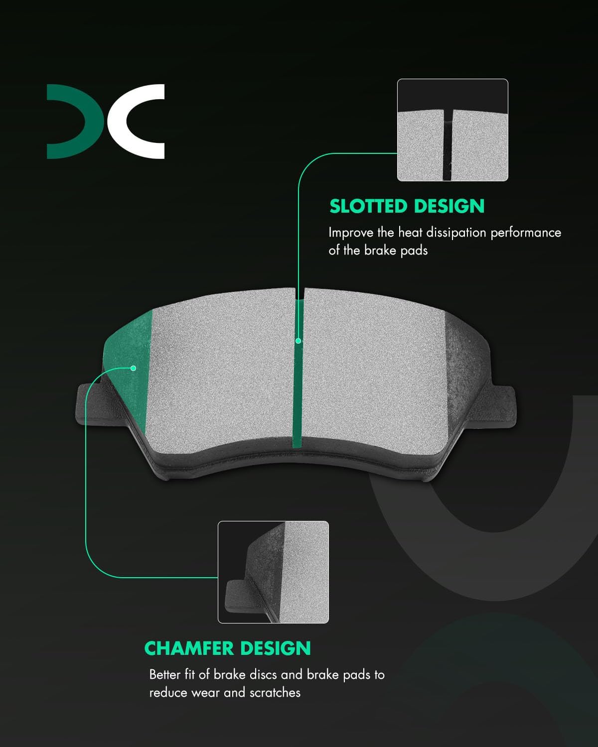 SCITOO D1912 Ceramic Brake Pads Sets Front w/Hardware Replacement For Hyundai For Elantra 2017-2020,For Hyundai For Ioniq 2017-2022,For Kia For Niro 2017-2022
