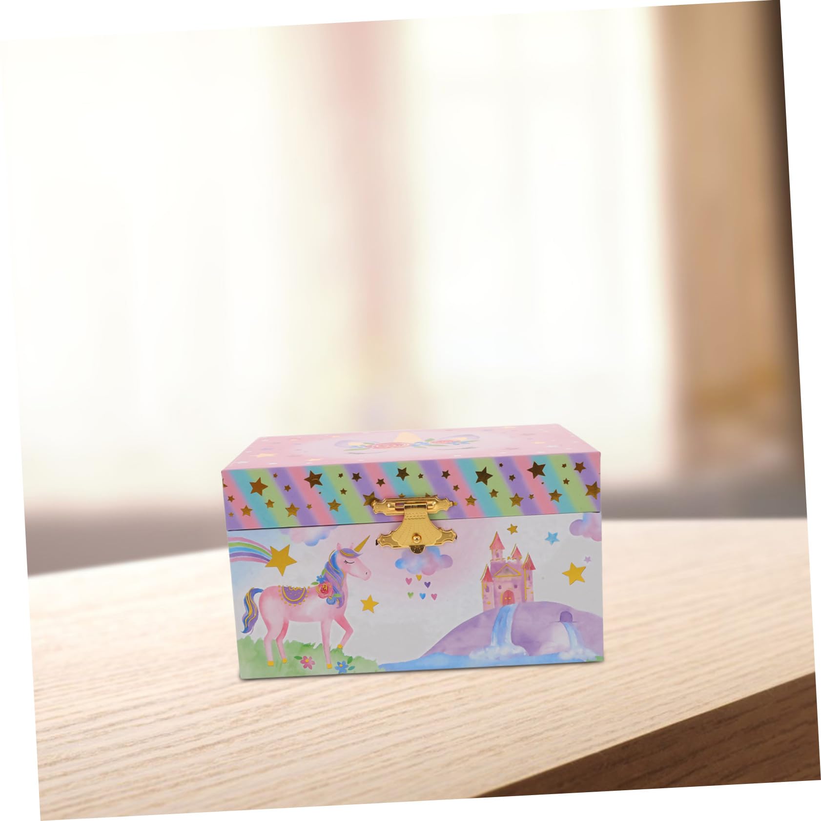 Caja Musical de Joyería para Niñas con Diseño de Unicornio, Madera y Metal, Fácil de Usar y Adecuado para Cumpleaños o Regalos Obsequios