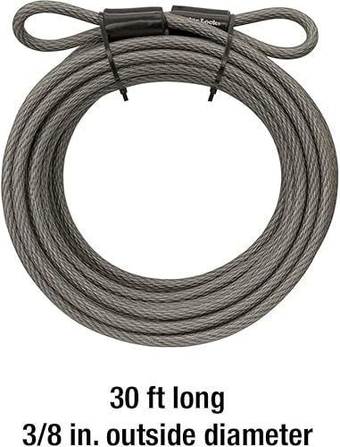 Miniatura 8 de Master Lock Cable de bloqueo de bicicleta de acero, 30 pies de largo x 38 pulgadas de diámetro, cable recubierto de vinilo con extremos en bucle,