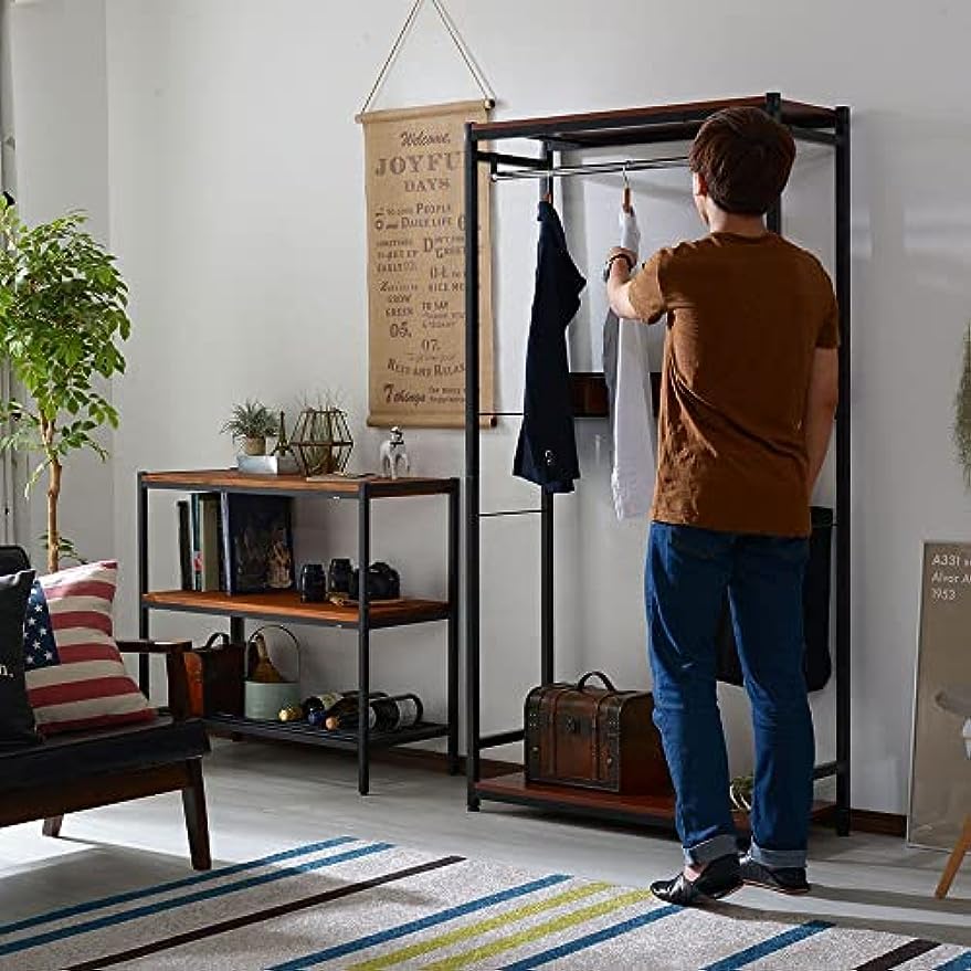 ハンガーラック おしゃれ スリム 幅90cm フック付き クローゼ