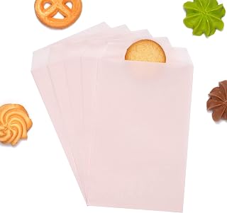 Quotidian Pink Flat Medium Glassine Paper Bags Envelope 4" x 6" (10 x 15.2cm) Pack of 100 - Business Baby Shower Confetti Wedding Samples