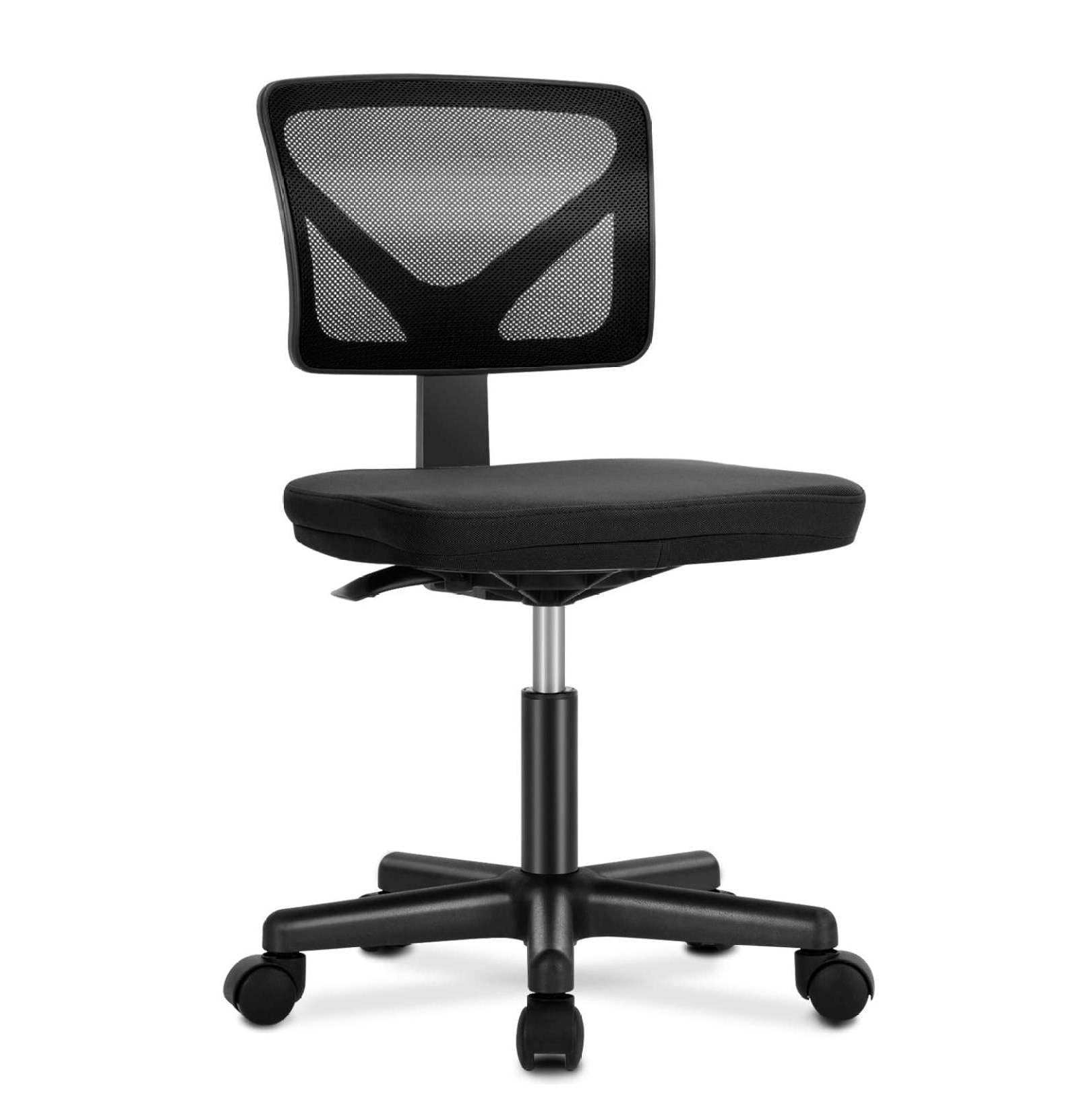 Armless Mesh Office Chair Small Desk Chair for Home Office Swivel Adjustable Computer Chair for Teens Adults Black