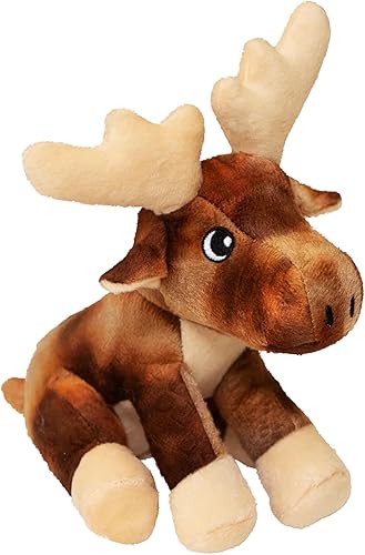 SNUG AROOZ Marty The Moose con parche de reparación, peluche suave con chirriantes y arrugados, duradero y divertido para perros pequeños a