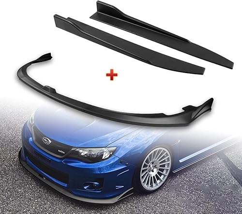 5 piezas de borde de parachoques delantero + falda lateral Rocker Winglet Canard difusor ala compatible con Subaru Impreza WRX STi 2008 2009 2010,