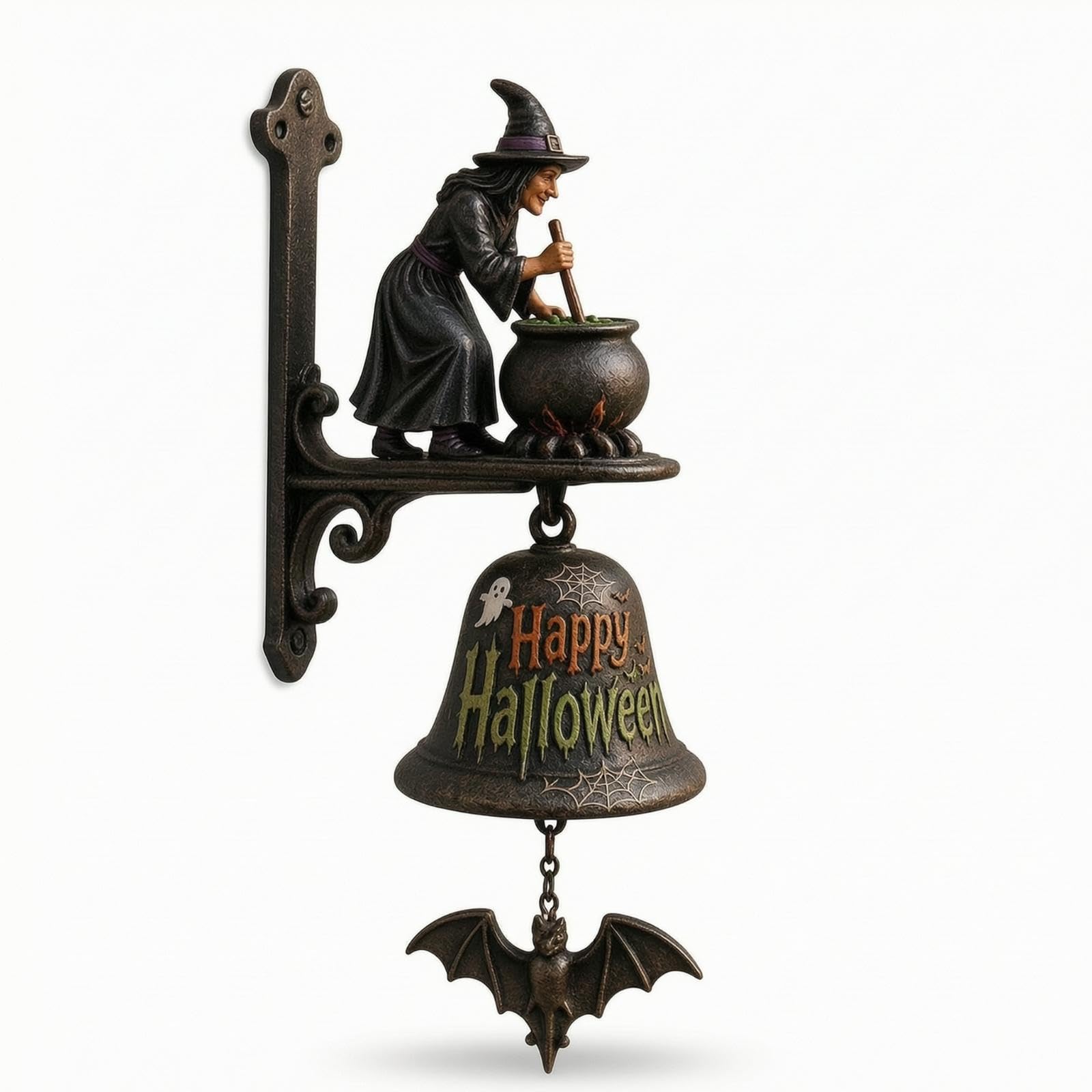 Door Chime with Bracket Rustic Wall-Mounted Bell Decorative Wall Chime Homeowners, Entryway, Porch, Cabin Witch Potion Bell-image-23