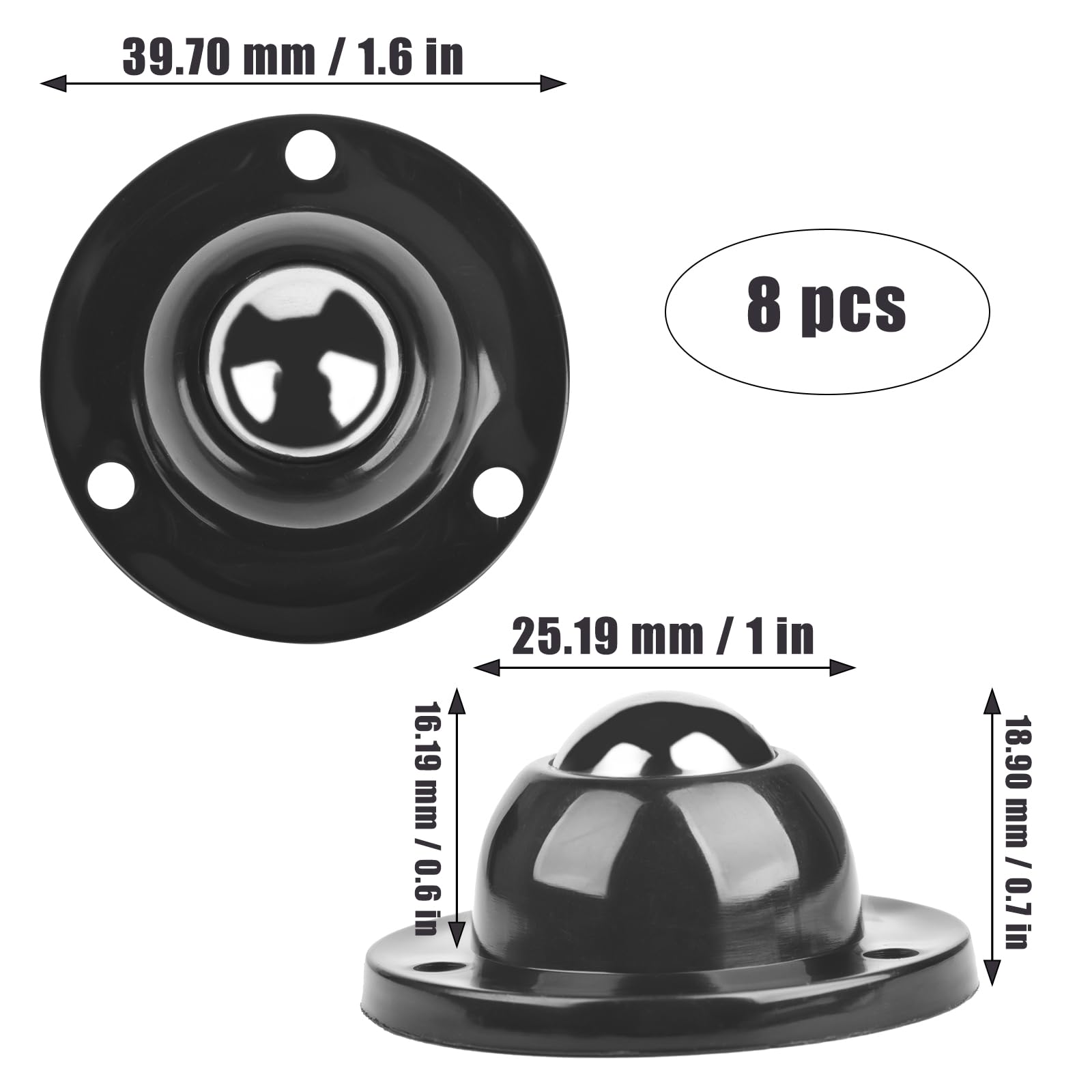 8 Pcs Mini Adhesive Caster Wheels 3/4 inch Appliance Wheels 360 Degree Rotation Stainless Steel Small Casters for Kitchen Appliance, Small Furniture or Small Containers, Load Capacity 55 LBS