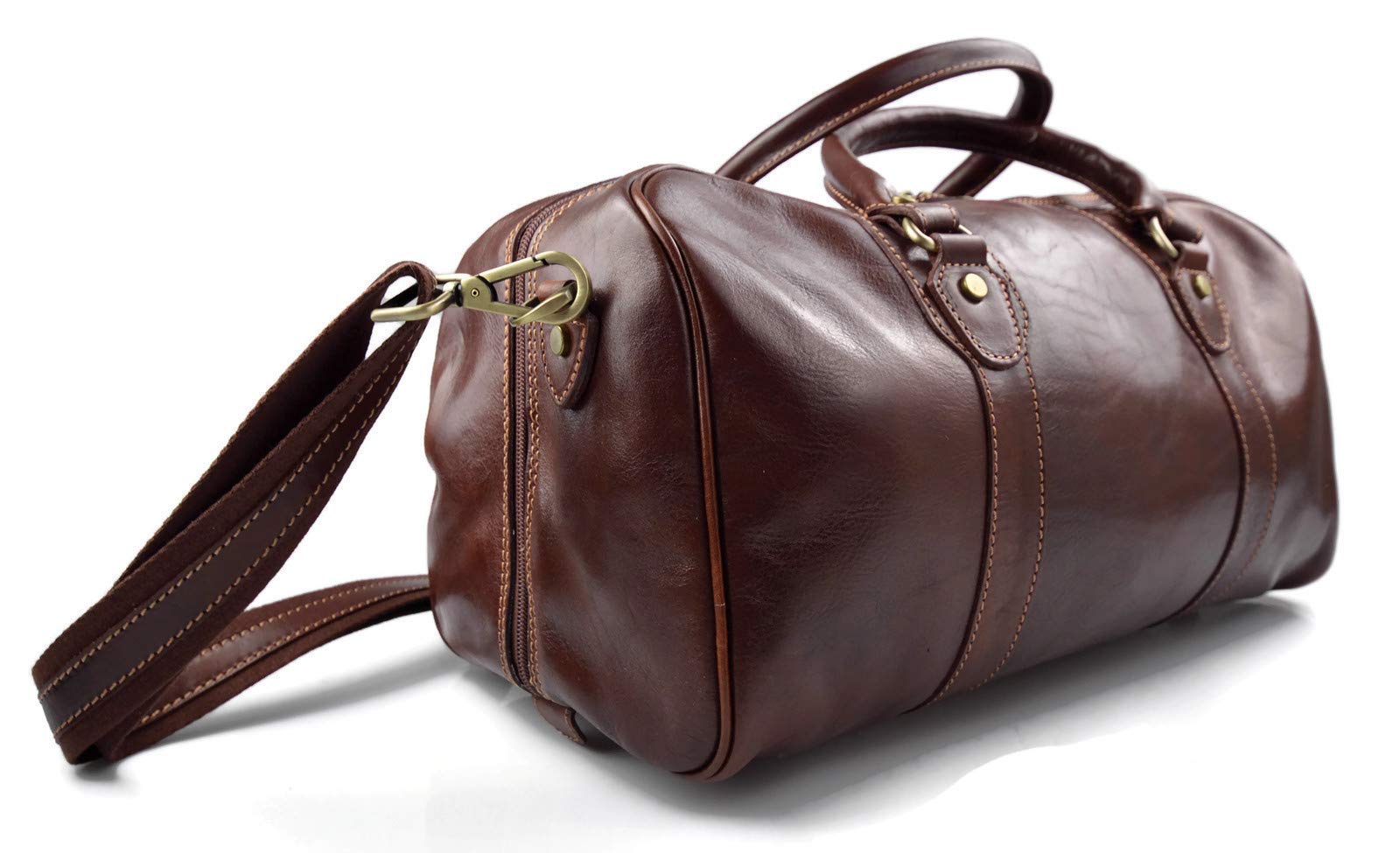Bolso de viaje maleta marron bolso deportivo mujer hombre bolso de cuero con asas y correa de piel genuina bolso de mano de viaje bolso de espalda