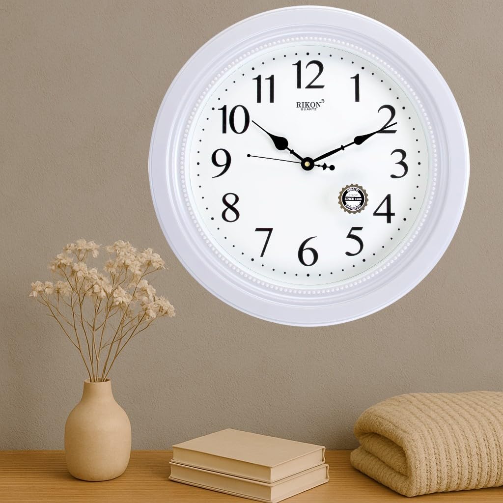 Buy Rikon RK-52 SW White Analog Wall Clock – 43.18x43.18 CM Round