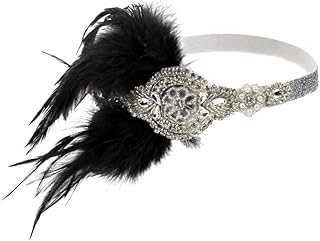 Piuma Flapper 20s Gatsby cristallo perline copricapo accessori fascia fascia