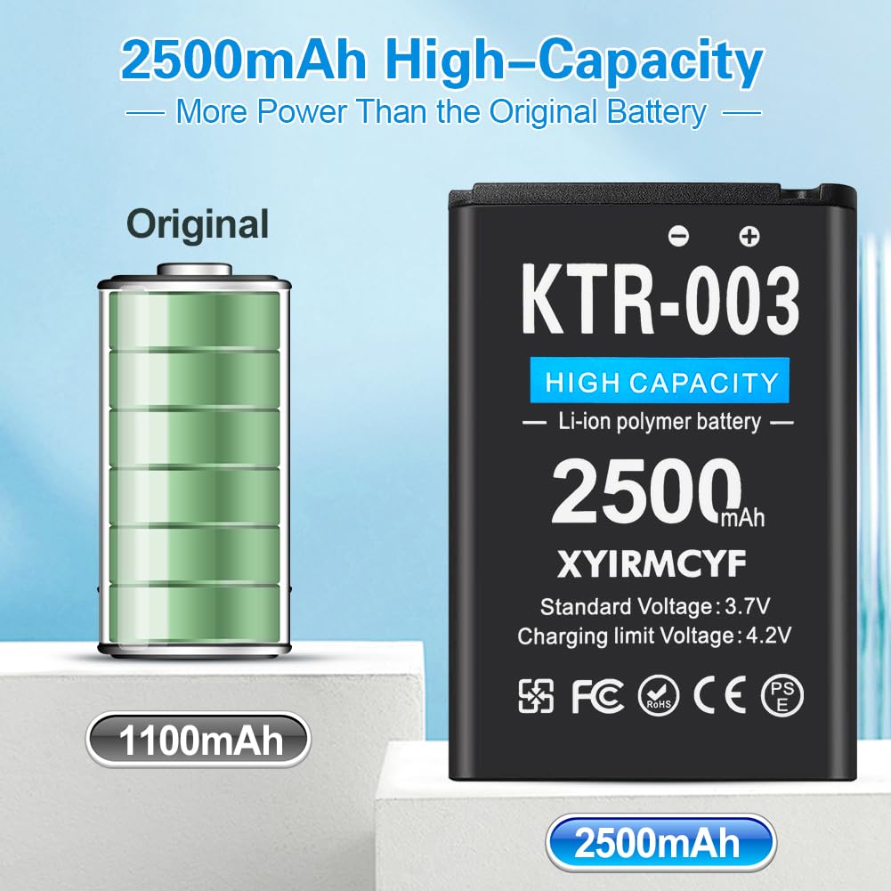 XYIRMCYF 2500mAh KTR-003 Battery, (2024 New Upgrade) High Capacity Battery Compatible with Nintendo New 3DS/KTR-003 Game Console-with Tool kit