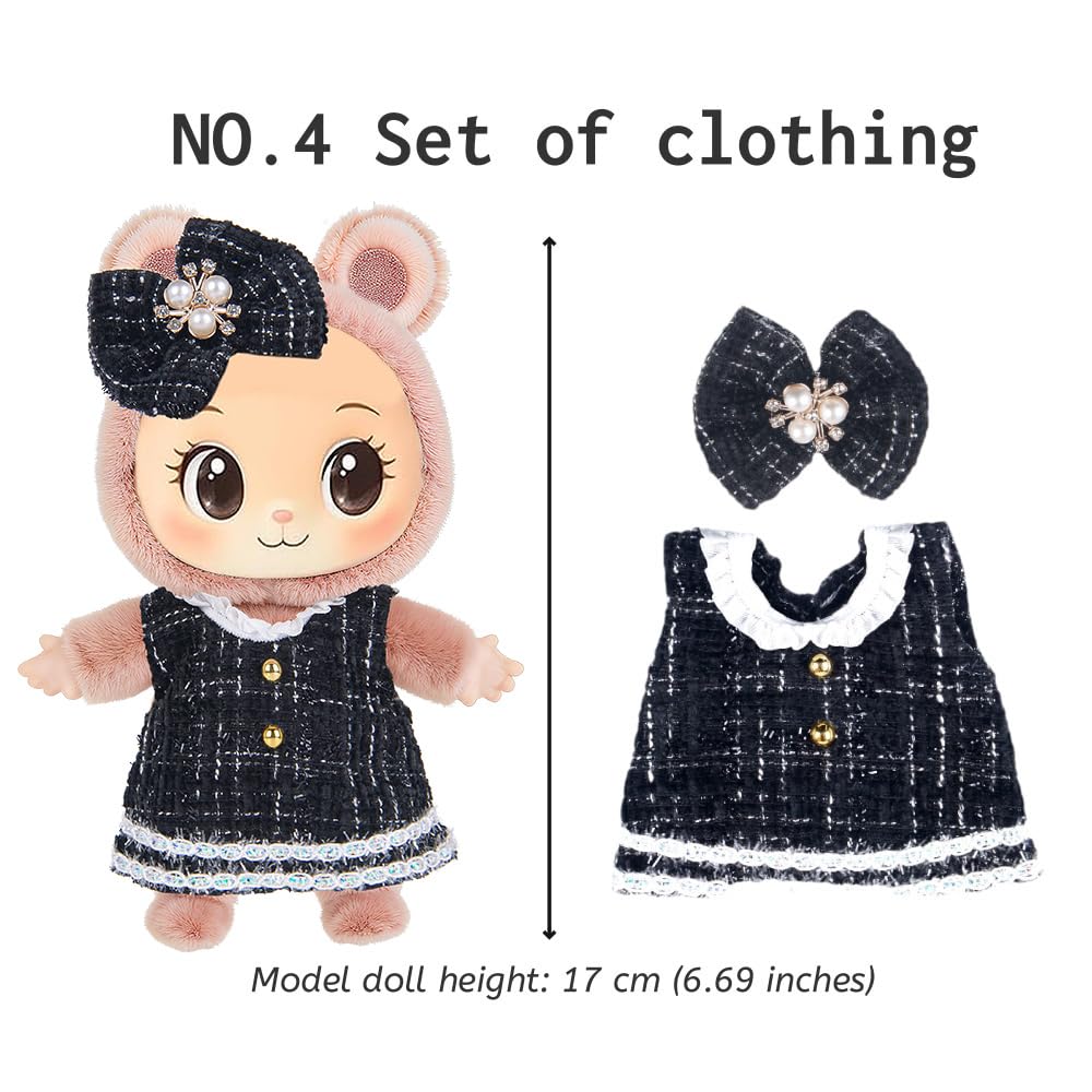 2er Set Puppenkleidung Für 17cm Puppen - Strickkleid & Erdbeer Outfit Mit Zubehör