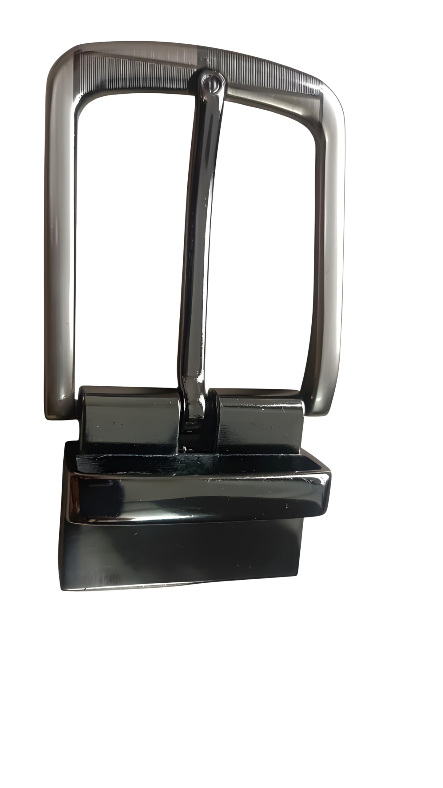 Men's Rotate Reversible Belt Buckle, 35mm, Metal Clamp Style, Silver Brown, Formal Casual