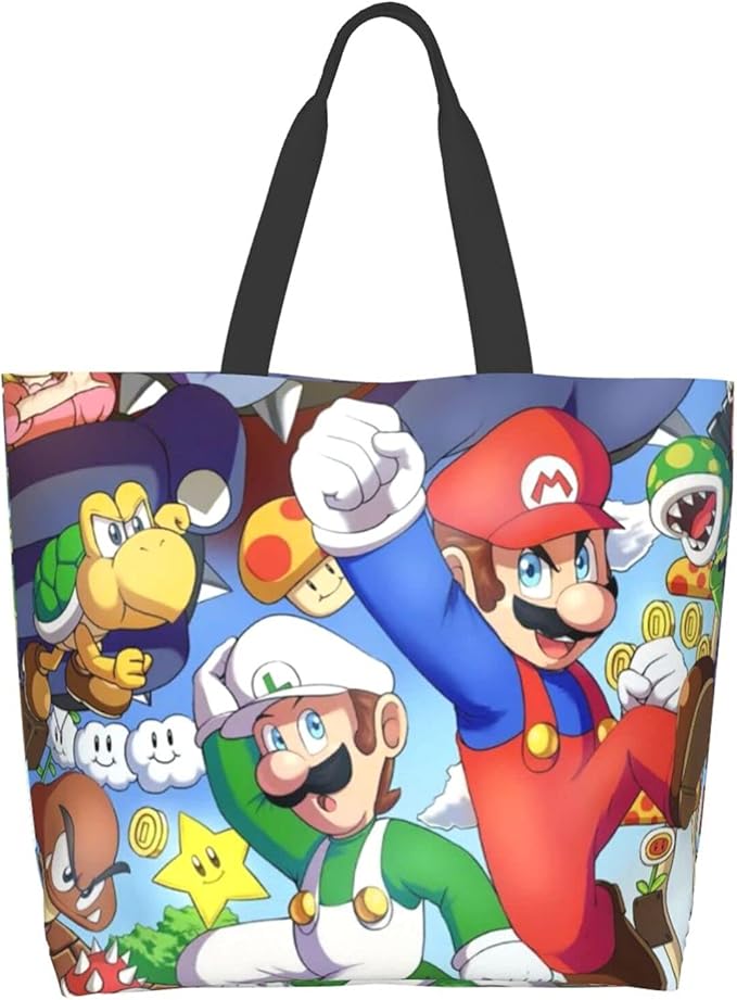 Super Mario Bros Borsa a tracolla per la spesa, multiuso, in tela