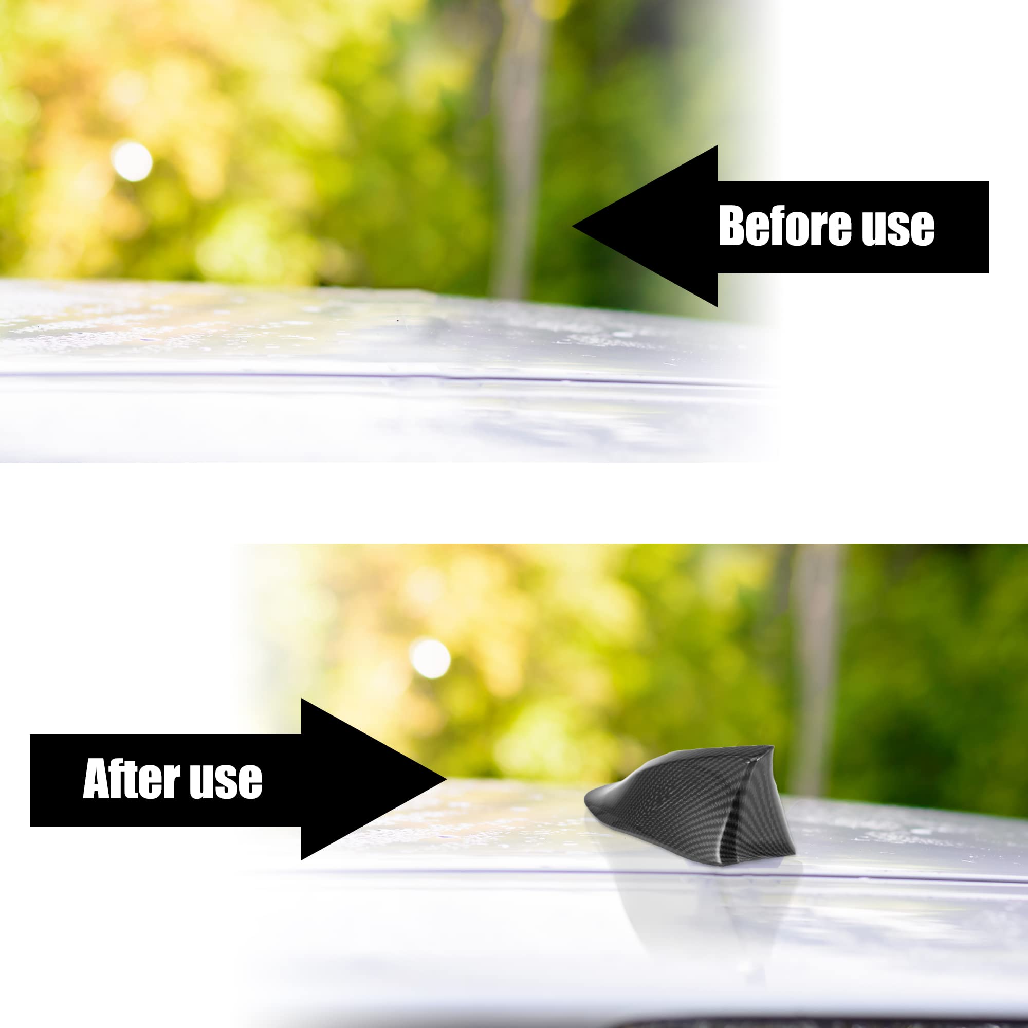 X AUTOHAUX Carbon Fiber Pattern Shark Fin Shape Car Auto FM/AM Signal Antenna, Black, Gray, 18 x 9.5 x 9 cm - Image 3