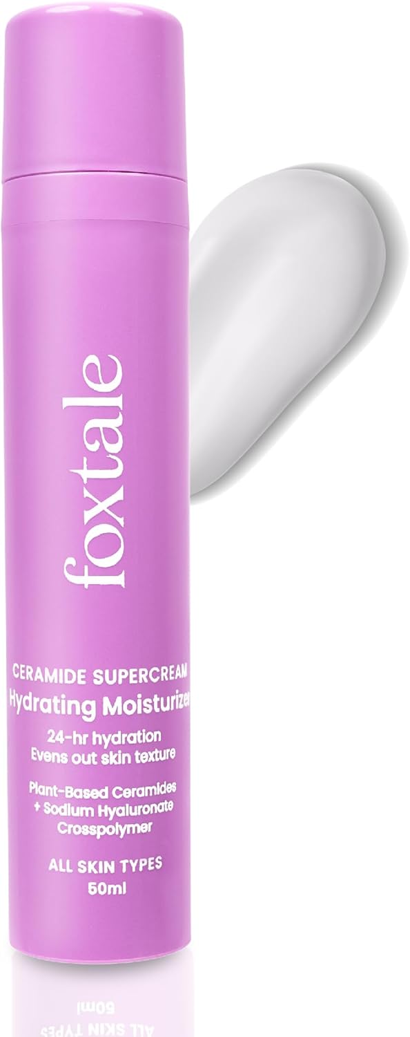 Foxtale 5x Hydrating Ceramide Moisturizer for Face | Micro Hyaluronic Acid & 3 Ceramides | Lightweight | Fast Absorbing | Repairs Skin Barrier and Texture | Men & Women – 50ml