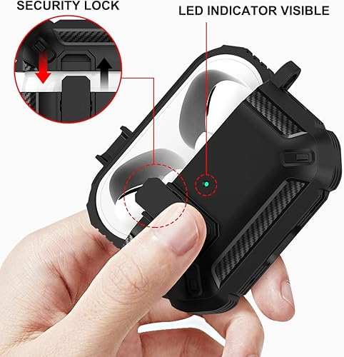 Miniatura 3 de HARMARK Funda diseñada para Airpods Pro de 2 generación (2023), a prueba de golpes, funda para AirPods Pro 2 para hombres y mujeres, con bloqueo y