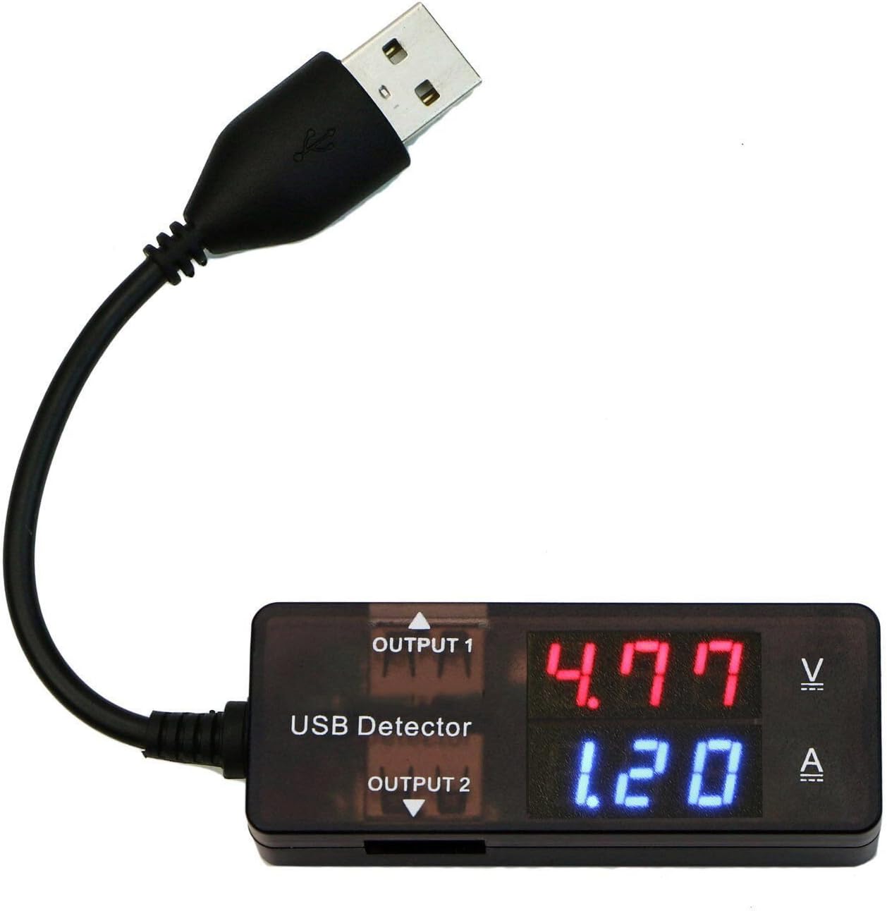USB 2.0 Digital Multi-Meter Current and Voltage Monitor/Power Meter Tester, Ammeter Voltmeter Capacitance and Watt Meter, 7 Modes Multi Tester, Dual USB Ports