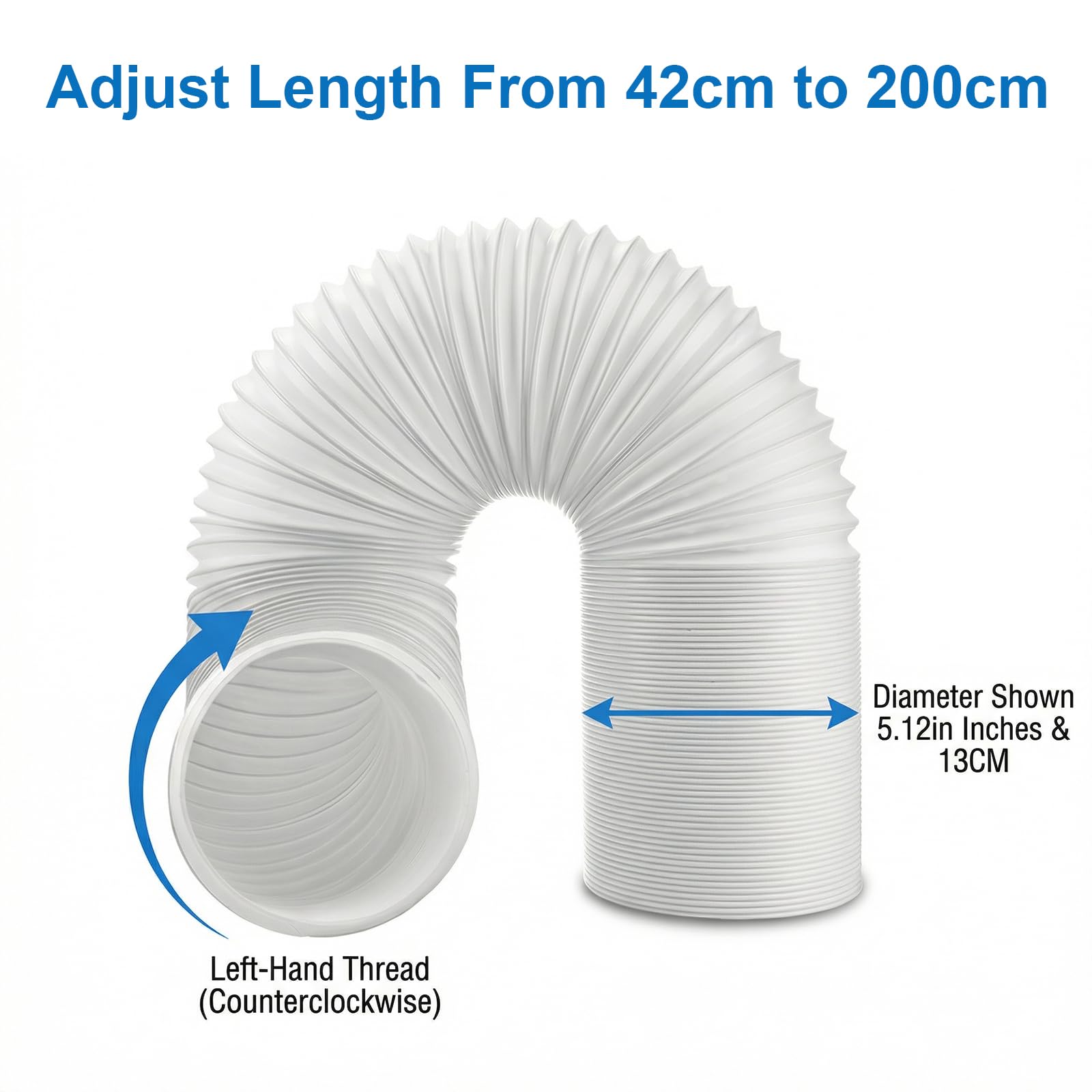 Tubo Aire Acondicionado Portátil 130mm de Diámetro, 2 M Manguera Flexible Repuesto con Alambre de Refuerzo, Ventilación de Escape para Climatizador Portatil, Rosca Sentido Antihorario — view 2