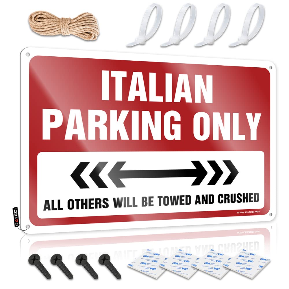 KRAZMURONGD Funny Tin Sign Italian Parking Only Tin Sign Boys Room Decor Teenager Wall Signs(30X40CM)