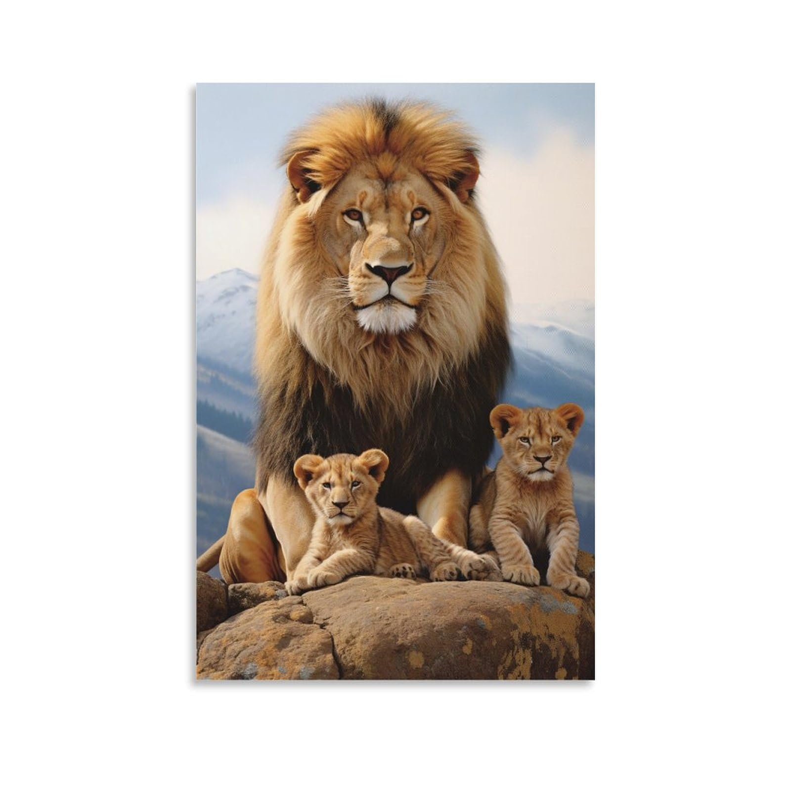 FOCCAR Strong Lion Canvas Wall Art Vintage Modern Nature Wildlife Landscape Posters Wall Decor Painting Art for Home Room Artwork
