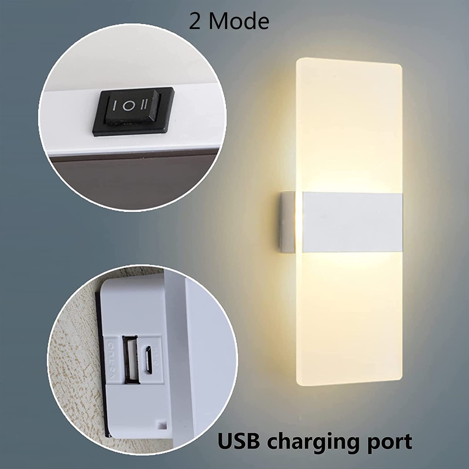 ANKBOY LED Wall Sconces Set Of Two Battery Operated With Switch, Cordless Magnetic Wall Lamp Rechargeable USB Bedside Wall Light Fixtures For Bedroom, 3 Brightness Adjustable, Cool White 6000K - View #11