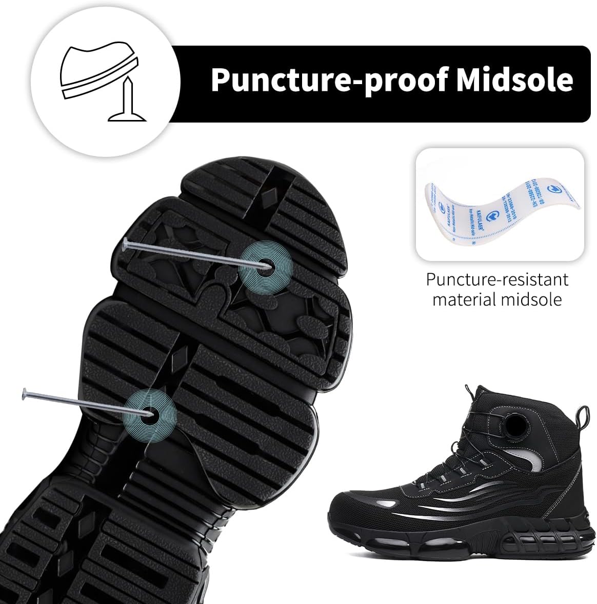 Steel Toe for Men Work Sneakers Industrial & Construction Work Safety Shoes Puncture-Resistant Non-Slip Waterproof Lightweight Comfortable - Image 6