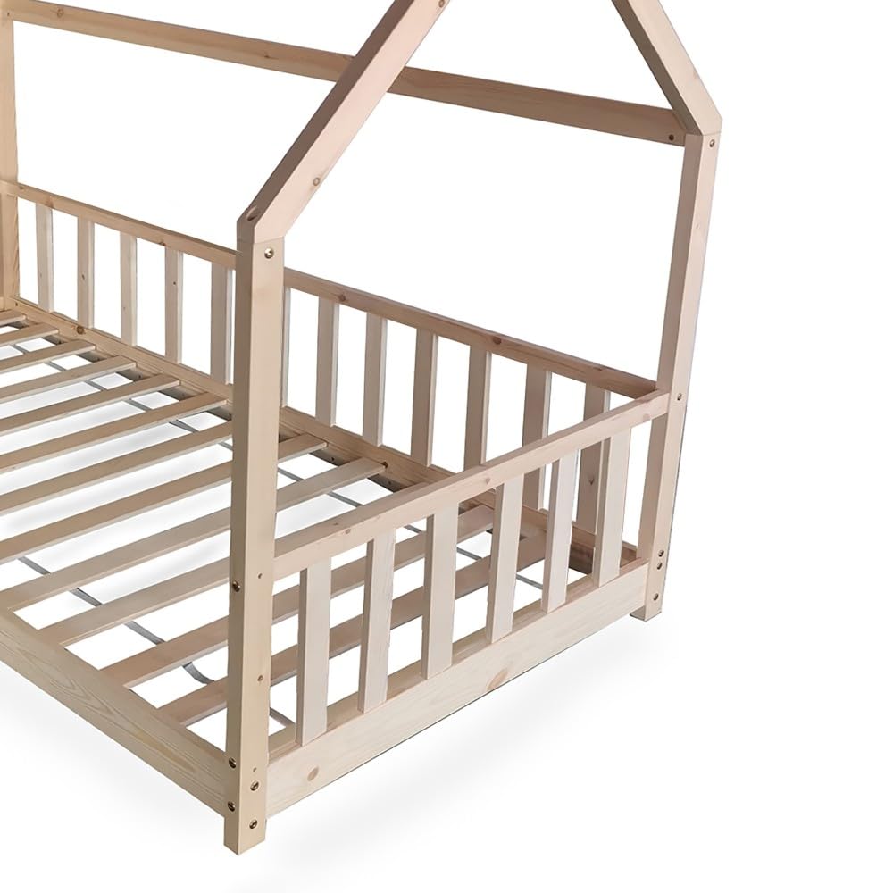 Weber Industries Cama cabaña Kiwi 90 x 190 + 1 somier + Barrera/Natural