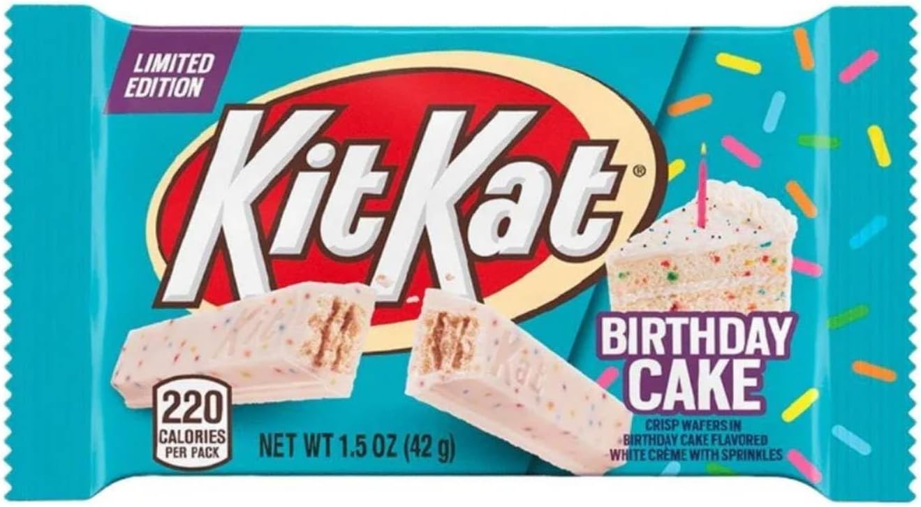 Birthday Cake Kit Kat Bar White Chocolate Limited Edition 4 Pack 1.5 Oz Bars