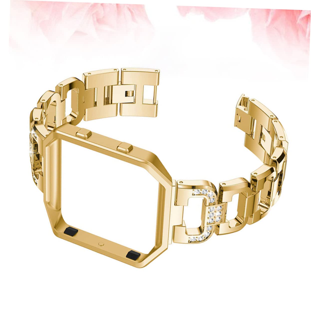 VILLCASE Correa Inoxidable para Rhinestones y Marco de Banda de Repuesto Elegante y Deportiva Compatible con Smartwatch Dorado