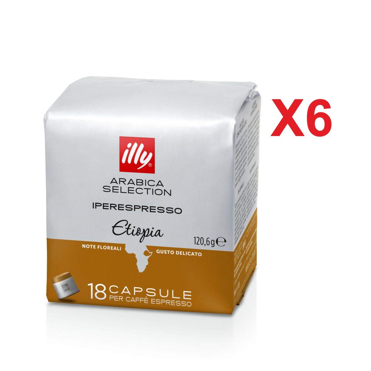 Illy 6 Paquetes de 18 Cápsulas de Arabica Selection Ethiopia