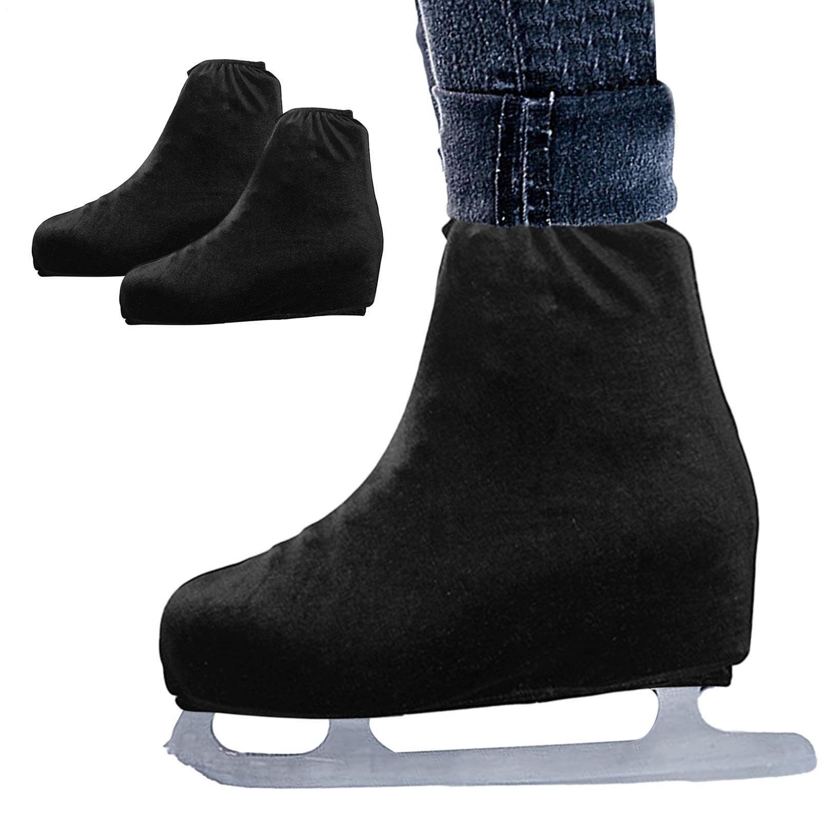 Flannel Figure Skate Boot Covers, Ice Skating Boot Protectors, Stretch Fabric Covers with Snug Fit Design, Durable Skate Accessory, Boots Cover with Performance Style for Roller Ice Skating