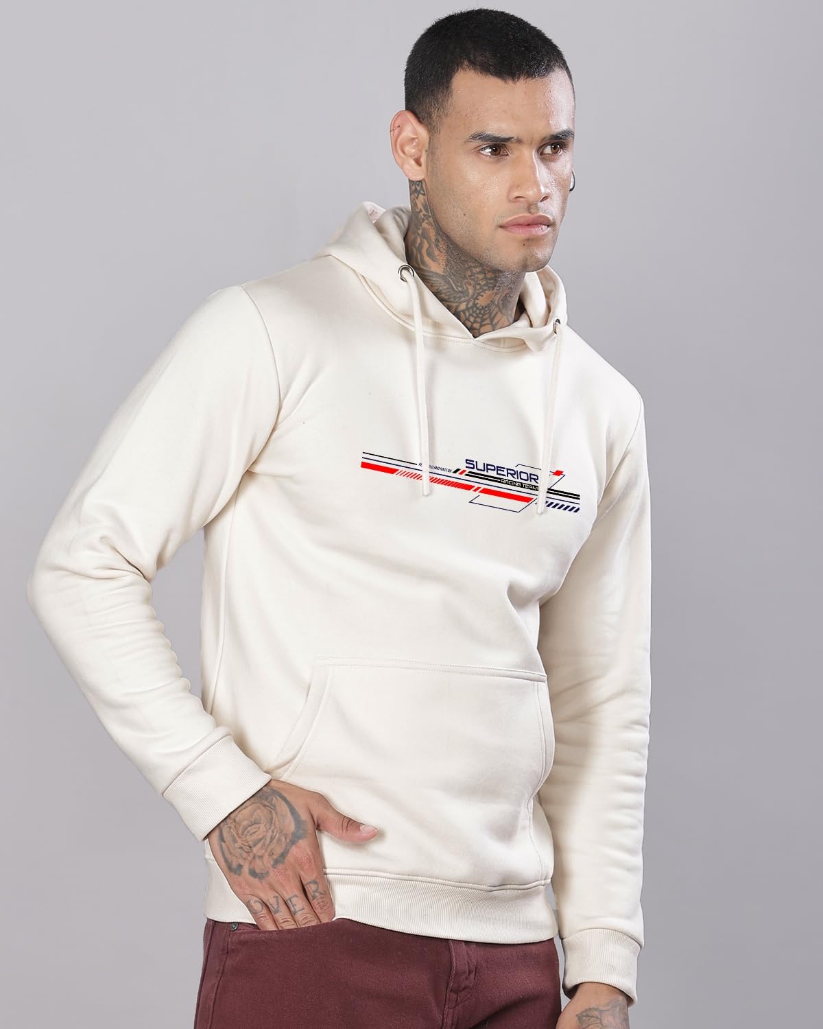 ADRO Męska bluza z kapturem z nadrukiem, bawełniana bluza z kapturem, męska bluza z kapturem