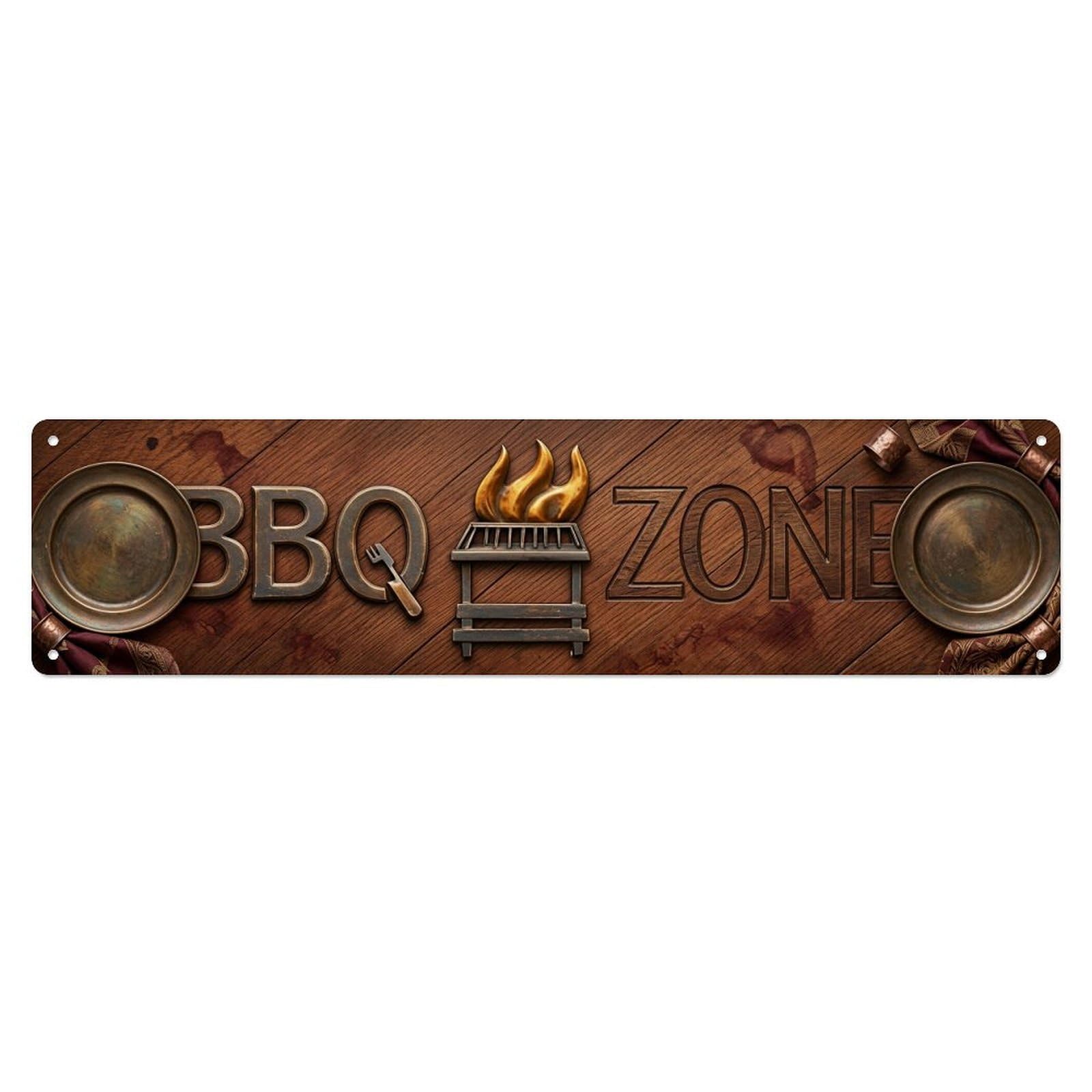 Okahys 4X16inch(10X40cm) Bbq Barbecue Zone Aged Restaurant Vintage Metal Tin Sign