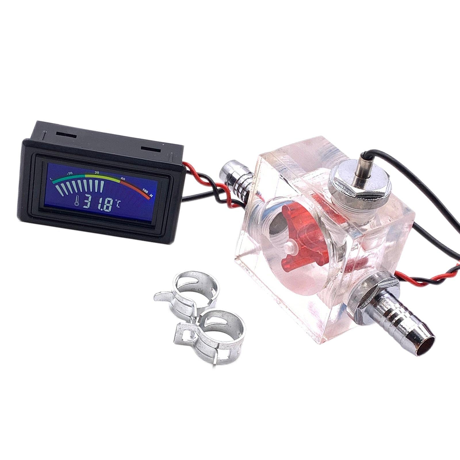 LYLA Thermometer Cooler Tools With 2 Clamps Universal Flow Meter Led For Computer Pointer Type Red-image-8