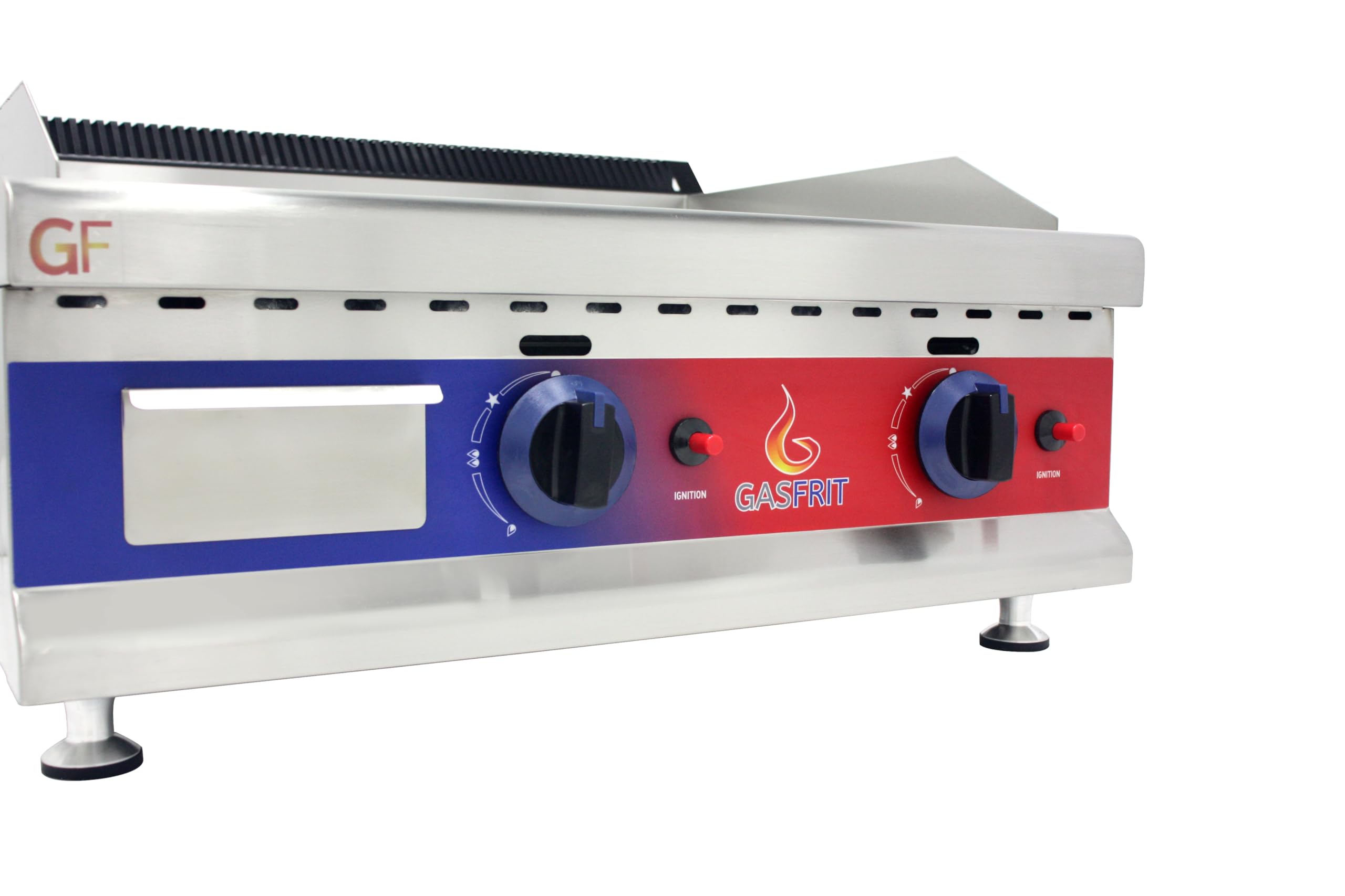 Plancha Industrial de Cromo Duro para Cocina Profesional, Acero Inoxidable, Gas o Eléctrica, Encendido Piezoeléctrico, Cajón Recograsas, Varias Medidas y Potencias (800 × 575 × 365 mm)