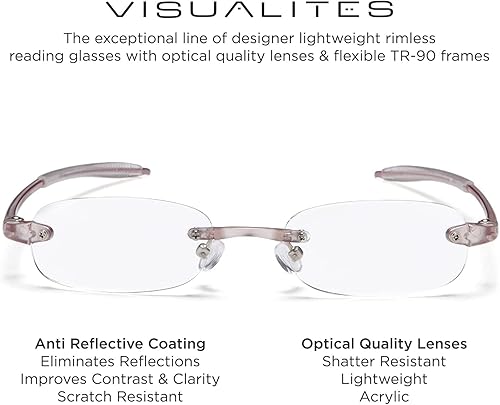 Miniatura 10 de Lightweight Oval Rimless Reading Glasses for Men and Women - Model - VIS 5