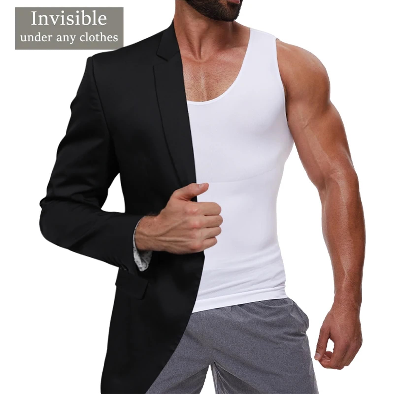Prendas Moldeadoras Hombre Camisetas de compresión for Hombre, Faja Reductora Abdomen, Camiseta for Vientre Plano, Chaleco Adelgazante, Entrenador Cintura, Entrenamiento físico